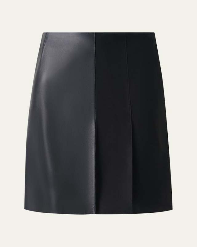 Mixed Leather Pleated Mini Skirt